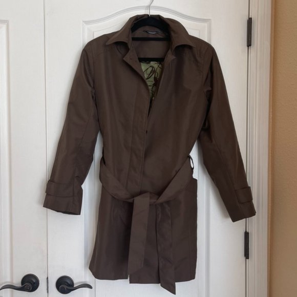 Women's Hillard & Hanson Lightweight Brown Belted Trench Coat, Size Small - Picture 1 of 8